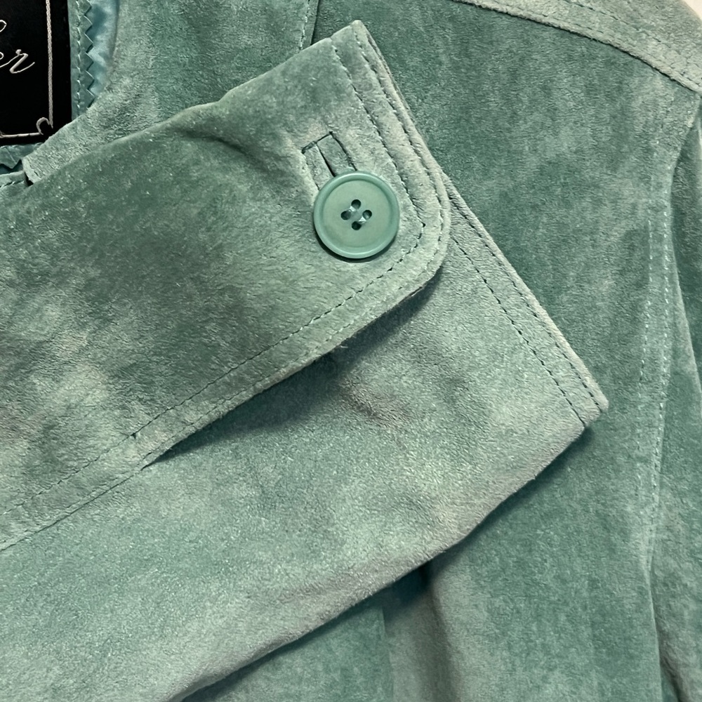 Atelier by B Thomas Teal Leather shirt/jacket Sz M - Picture 15 of 15